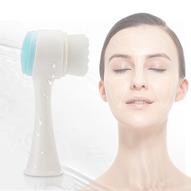 Double side Silicone Facial Cleanser Portable 3D Face Cleansing Brush