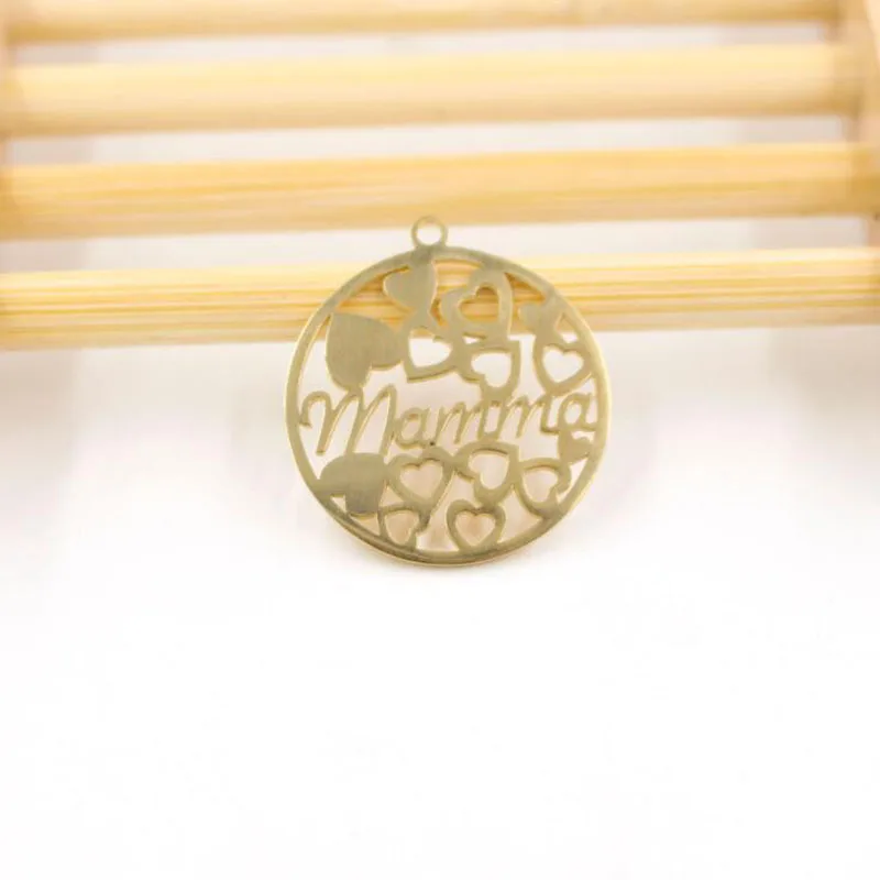 10pcs Lot Stainless Steel Charms Mirror Polish Hollow Out Mamma Letter