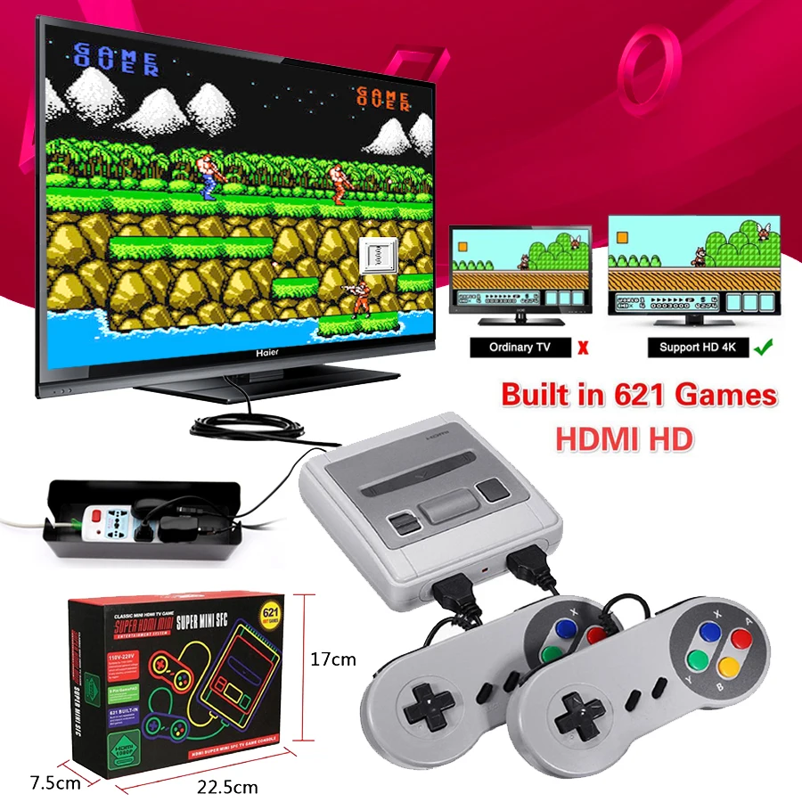 

Super SNES Mini HDMI Family TV 8 Bit Video Game Console Retro Classic HDMI HD Output TV Handheld Game Player Built-in 621 Games