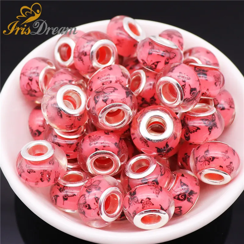 

20Pcs Wholesale Butterfly Murano Spacer Large Hole Glass European Beads fit Pandora Charms Bracelet Necklace for Jewelry Making