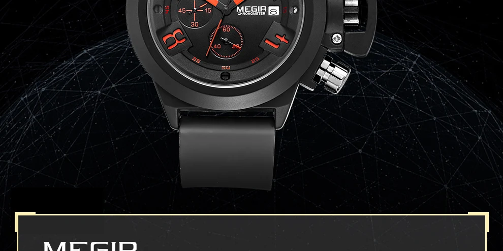 MEGIR Big Dial Fashion Men's Military Sports Watches Waterproof Silicone Strap Casual Quartz Wrist Watch Male Relogio Masculino