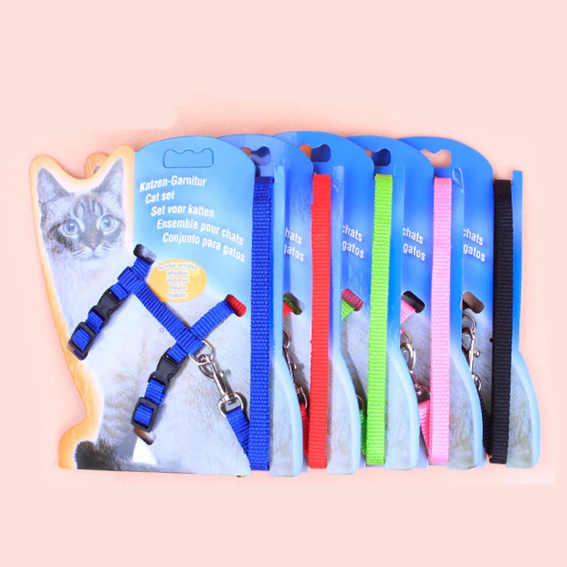 Cat Collar Harness And Leash Adjustable Nylon Pet Traction Cat Kitten