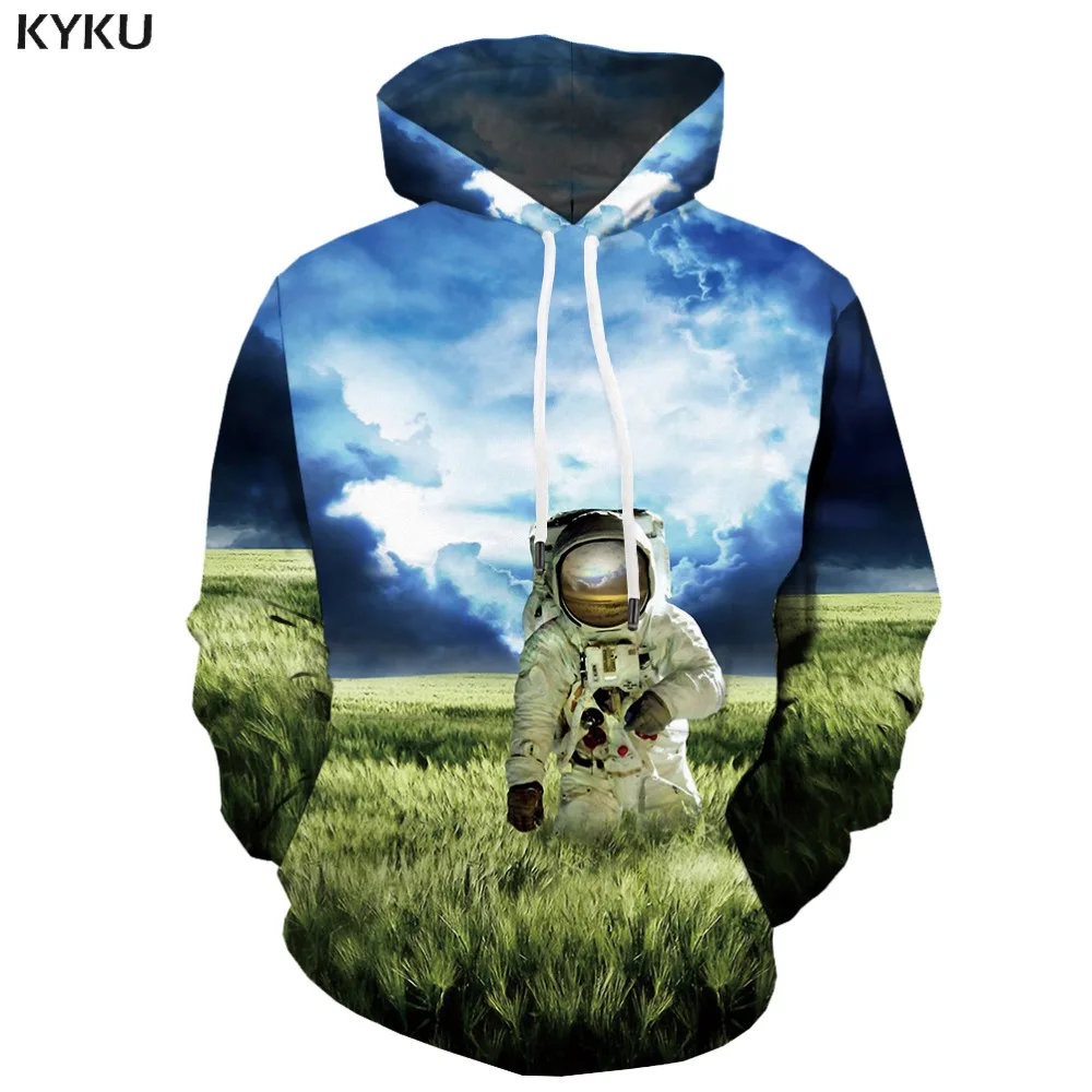 

KYKU 3d Hoodies Galaxy Space Hoodie Men Harajuku Hoody Anime Moon Hoodie Print Astronaut 3d Printed Metal Hooded Casual
