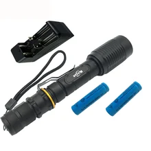 Dropshipping LED Zoomable Torch Flashlight T6 8000LM Flashlight 5 Mode Light Suitable Two 5000mAh Batteries Charger