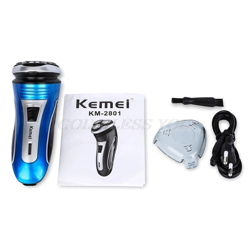

Kemei KM-2801 Beard Trimmer Comfortable Rechargeable Triple Floating Head Electric Razor Shave 220V