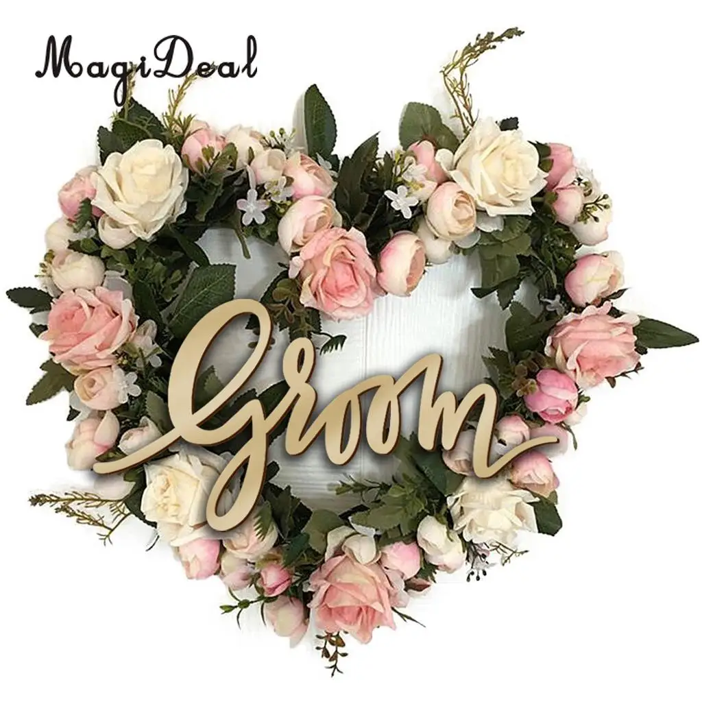 2pcs Unfinished Bride and Groom Wedding Wooden Chair Banner Sign Decorations Home Party Ornament Photo Booth Prop