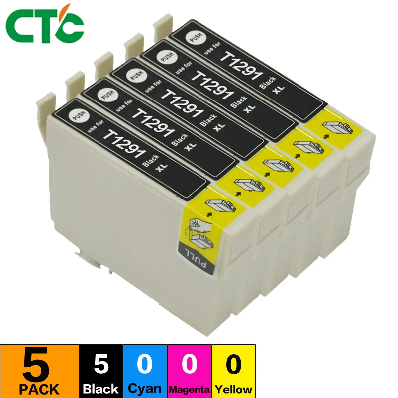

5black Compatible T1291 T1294 T129 E-1291 Ink cartridges for Epson Stylus SX235W SX-235W SX 235W printer inkjet cartridge