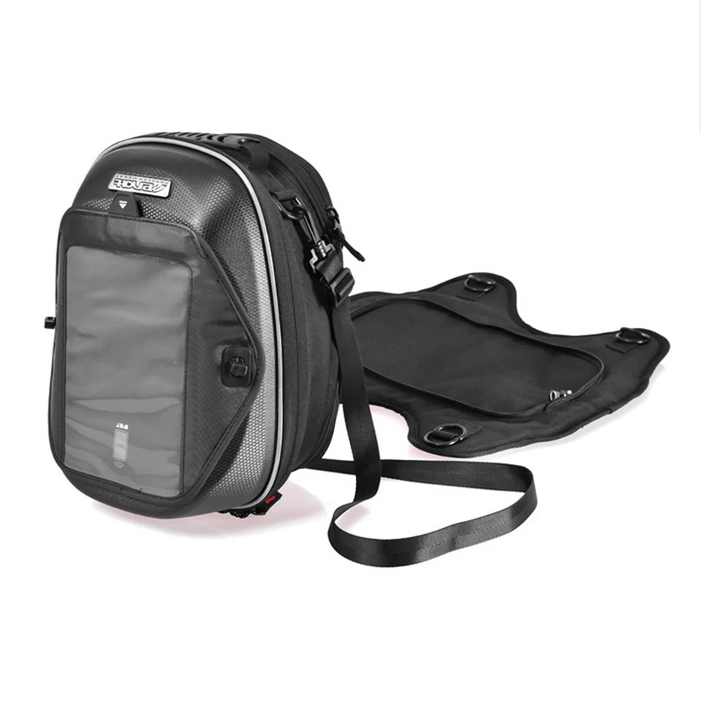 

New Motorcycle Black Fuel Bag Mobile Phone Navigation Bag Multi-Functional Large Oil Tank Package Magnetic Fixed Straps Bags