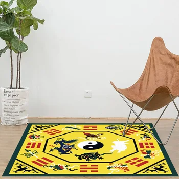 

Traditional Ethnic Culture Yin Yang Taiji Gossip Maps Printing Carpet Yin Yang Round Mats Area Rug Living Room Prayer Carpets