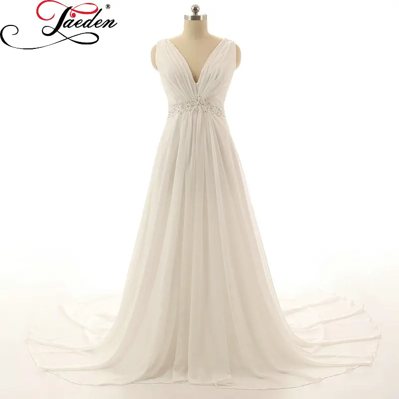 JAEDEN White Ivory Beach Wedding Dresses Luxury Beading ...