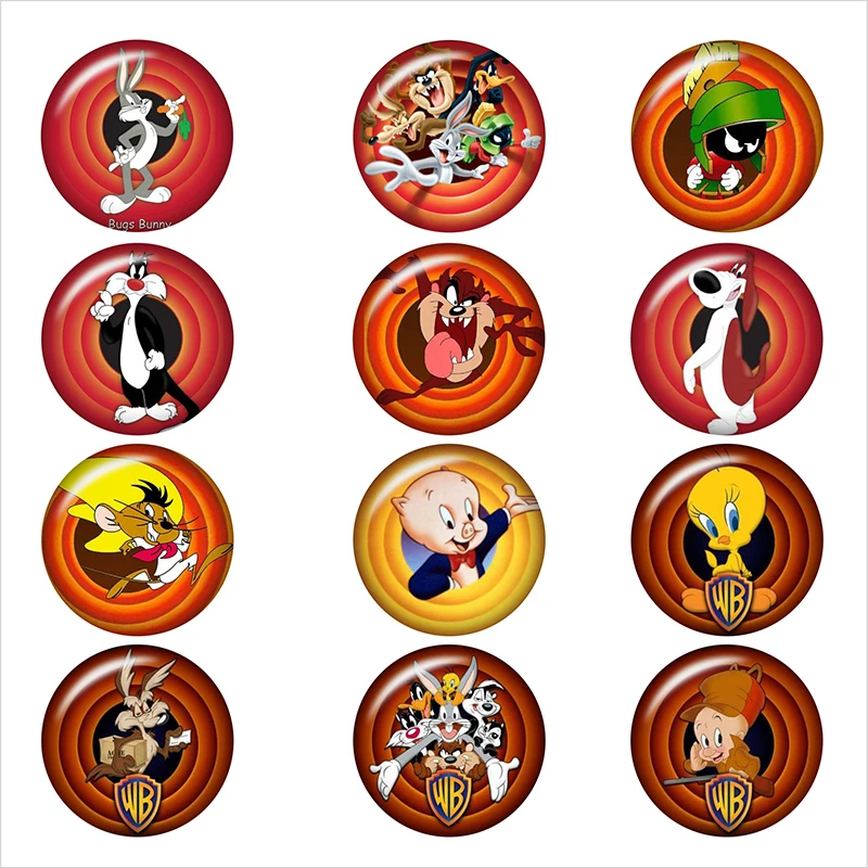 

Cartoon rabbit Looney Tunes Round photo glass cabochon demo flat back Making findings 12mm/18mm/20mm/25mm DA3061