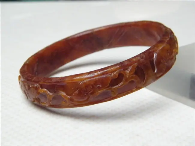 

FREE SHIPPING>>>@@ HOT VINTAGE CHINESE HAND-CARVED NATURAL YELLOW JADEITE JADE BANGLE BRACELET 72MM NEW