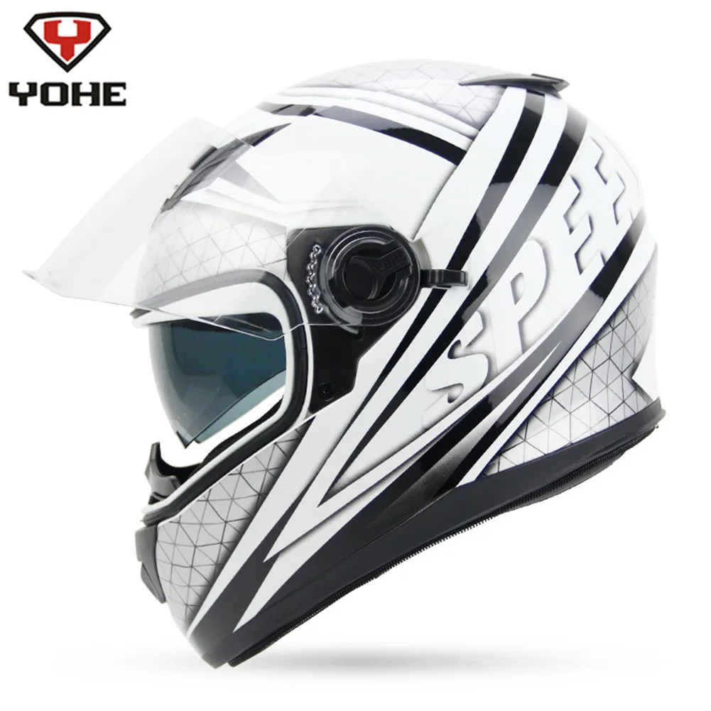 

YOHE Silver Speed Motorcycle Full Face Helmet Casco Moto Casque Moto Helmets Dual Visors Capacetes De Motociclista Motoqueiro