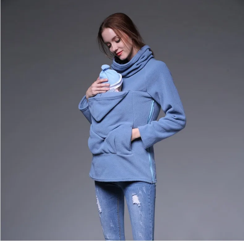 Lanxuanjiaer Для женщин Средства ухода за кожей для будущих мам кенгуру с капюшоном Толстовка для ношения ребенка Переноски Holder Fleece для беременных пальто теплая верхняя одежда