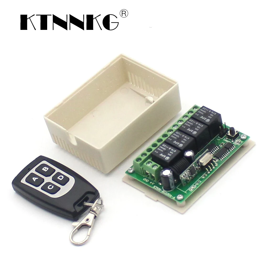 

KTNNKG 4 Gangs Smart Relay Modules DC 12V Wireless Light Switch Remote Lamp Receiver Home Gadgets 433MHz RF Control DropShipping