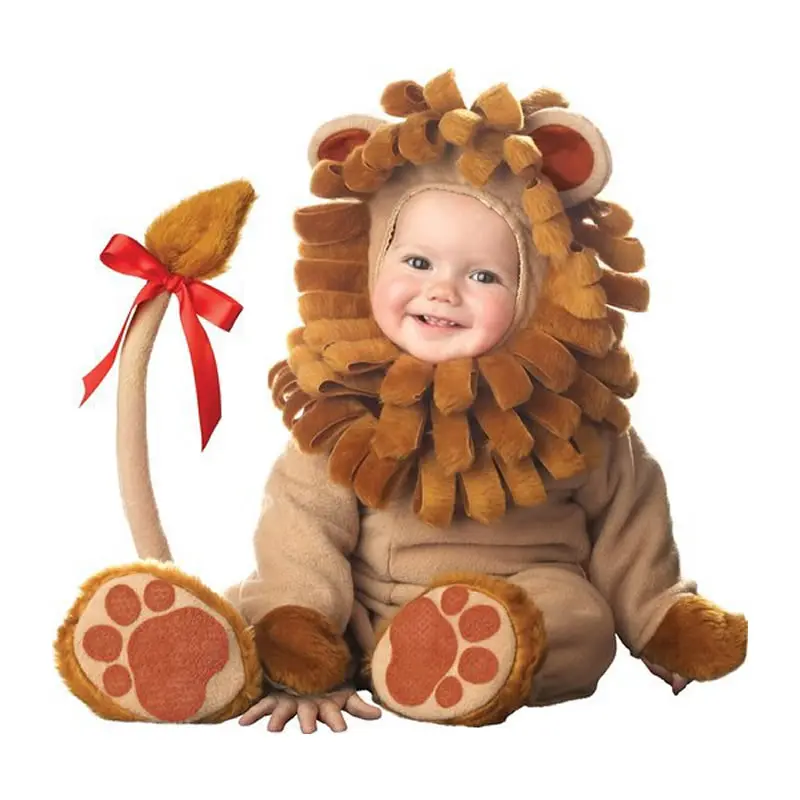Фланелевые детские комбинезоны; детская одежда с объемным рисунком медведя, кролика, свинки; детские комбинезоны; костюмы на Хэллоуин; mameluco de bebe barboteuse bebe - Цвет: Lion