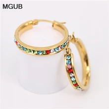 MGUB 20 мм 25 мм цвет полный кристалл серьги 4 мм ширина предпочтительный Свадебные украшения красивые и красивые женские подарки HX15