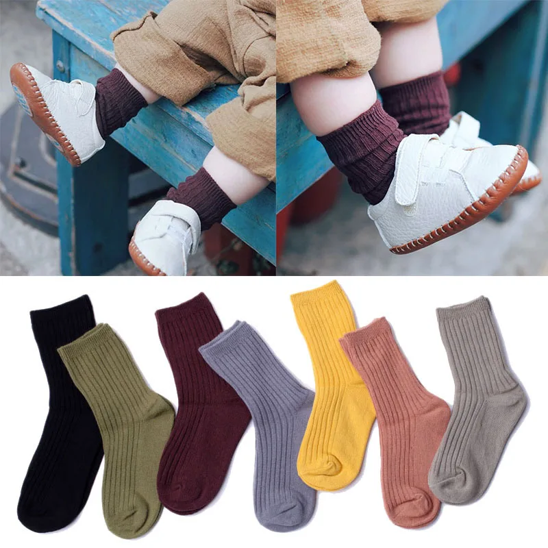 Однотонные детские носки для малышей теплые носки для маленького мальчика/девочки, Осень-зима, детские короткие носки-трубы для малышей Sokken Meia Infantil