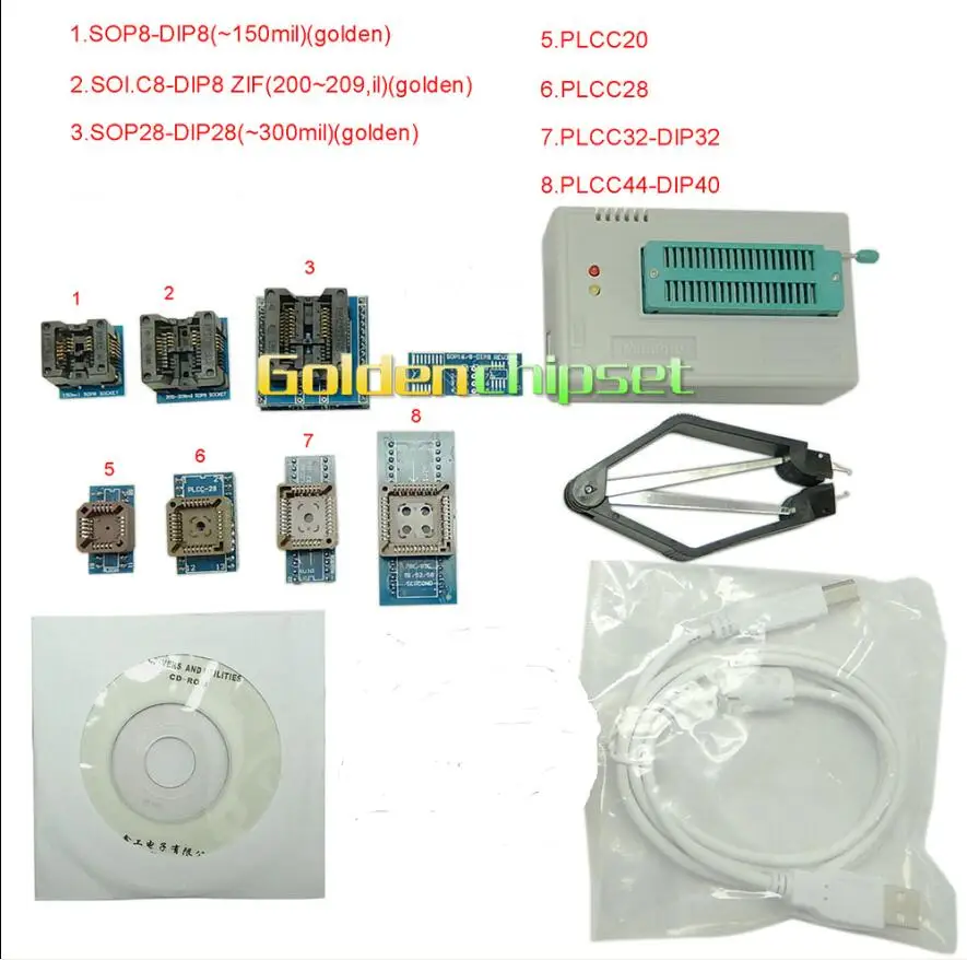 LRF Высокоскоростной TL866CS USB Minipro Программист EEPROM FLASH 8051 AVR MCU GAL PIC SPI 8 адаптеров