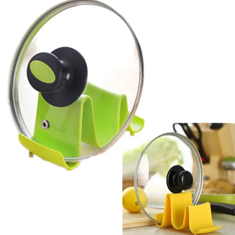 

1 PCS Wave Style Pan Pot Cover Lid clips Rack Cellphone Spoon Stand Holder Display Cooking Tools