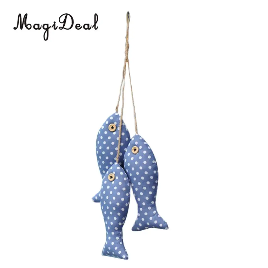 6x Mediterranean Style Hanging Cotton Fish for Seaside Lodge Home Party Restaurant Decoration