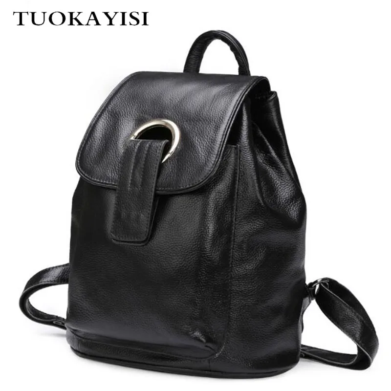

Fashion Designer Cow Genuine Leather Women Backpack Drawstring School Bags For Teenagers Girls Female Travel antitheft backpack