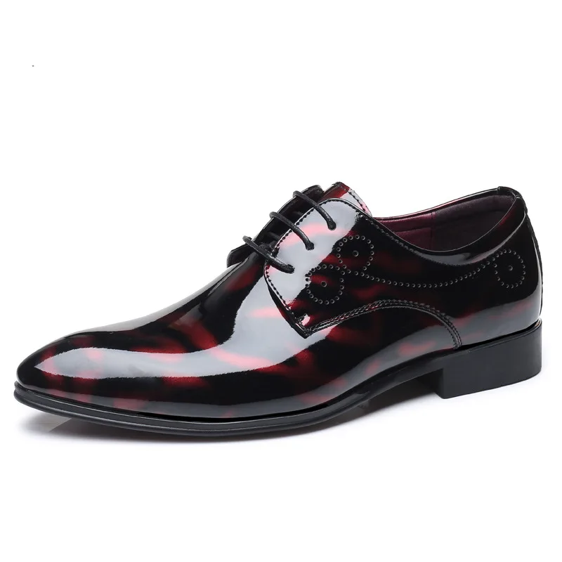 Mode Mariage Robe bleu De Chaussures Pointu Luxe Jnngrior 50 Bout Oxford Hommes Cuir Verni Ombre Noir Formelle En 39 rouge Marié PxqBg