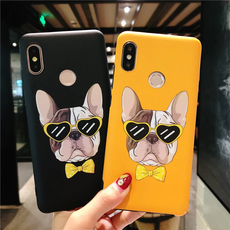 

For xiaomi redmi note 5 case xiaomi mi 8 A2 case cover France bulldog 3d relief matter soft silicon phone bag shell Ritozcase