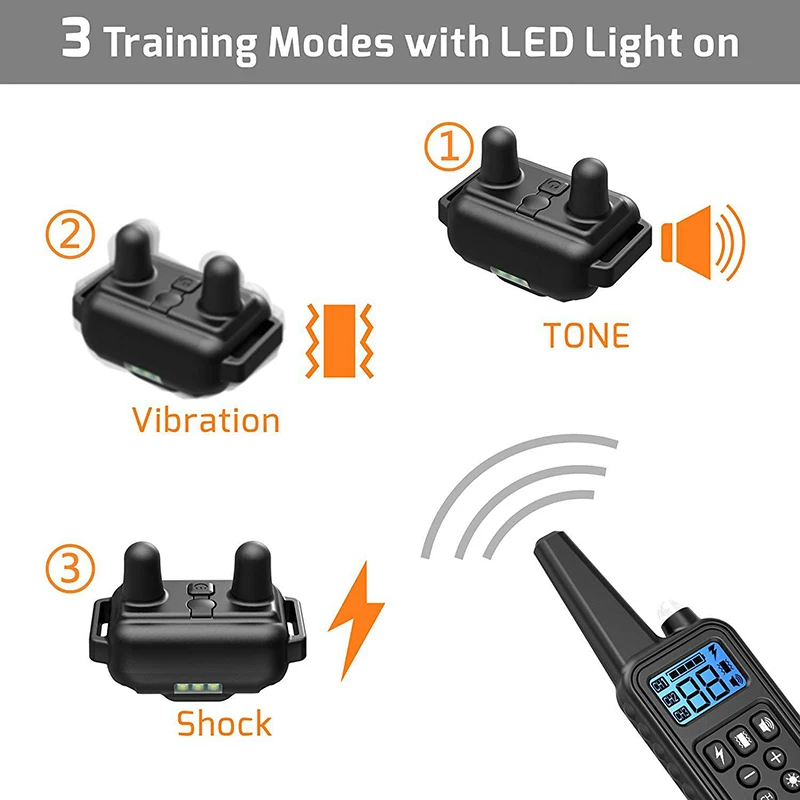 800m Electric Dog Training Collar with LCD Display Pet Remote Control Waterproof Rechargeable Collars for Shock Vibration Sound3