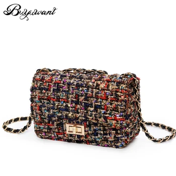 

Buyuwant PU Shoulder bag BW01-SB-dqcxwg Women messenger chain bags quality wool crossbody bag grid Spring handbags