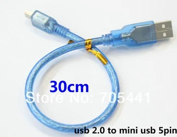 

High quality 30CM bule USB 2.0 A TO MINI B 5PIN USB Data cable