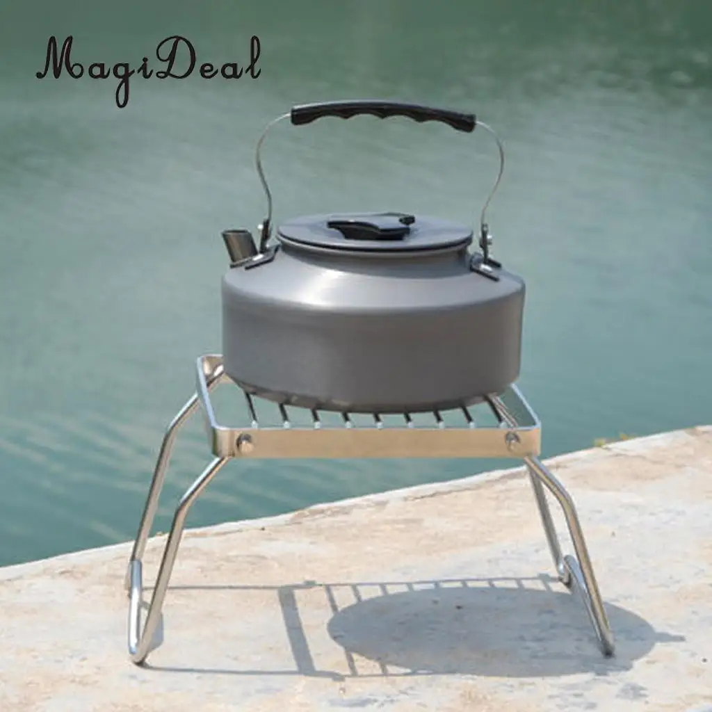 MagiDeal Outdoor Stainless Steel Foldable Stove Stand Rack Camping Pot Bracket Holder for Camping Hiking Travell Car Accessories