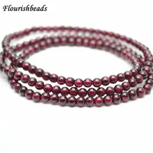Много строк природный гранат круглые бусины стрейч браслет на эластичной леске Модные женские ювелирные изделия