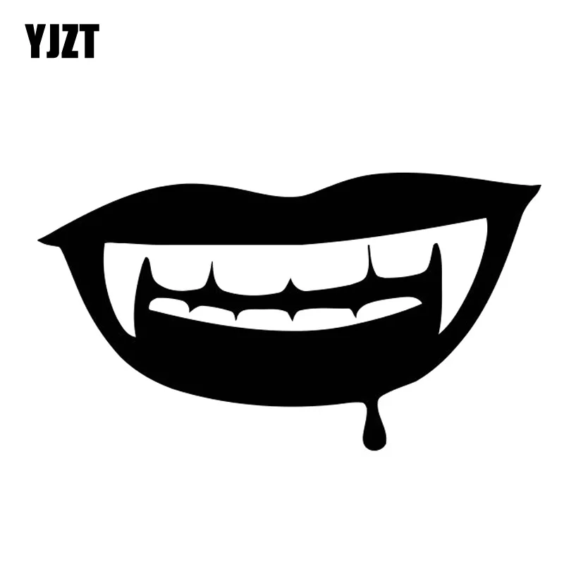 YJZT 16X8.8CM Cartoon Halloween Vampire Teeth Mouth Fun Vinyl Decals