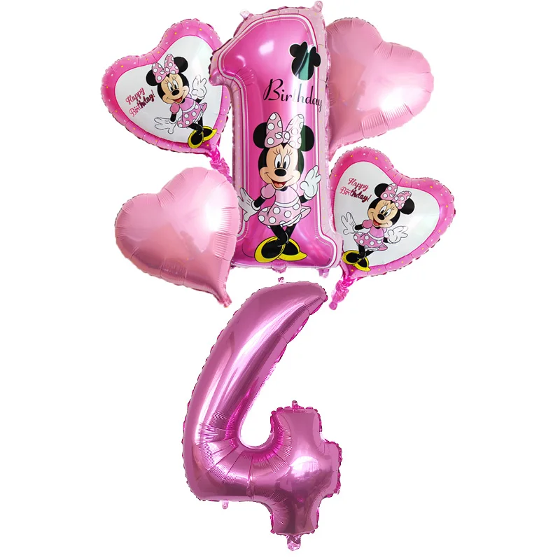 6 шт. Микки Минни набор воздушный шар 32 дюйма количество Globos Свадебные украшения на день рождения Детские игрушки Микки Маус вечерние воздушные шары