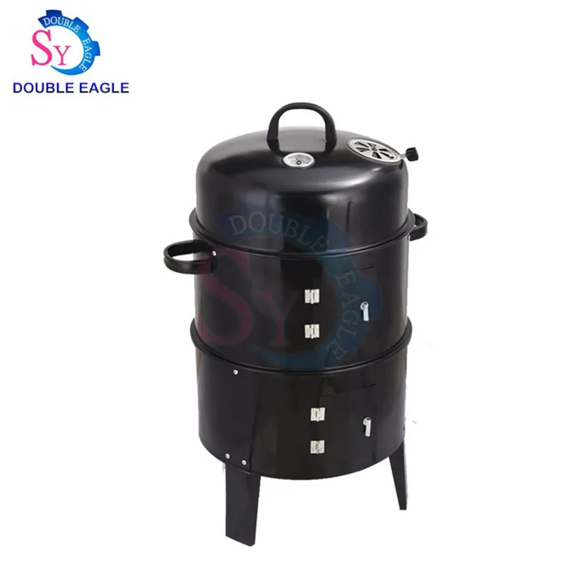 

Best selling home round black Three Layers outdoor charcoal smoke Kitchen Cooking\Baking\BBQ grill oven\Smokers Bacon furnace