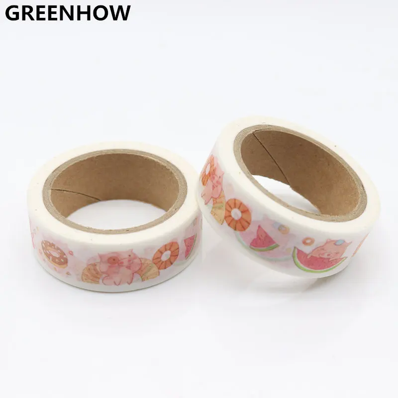 GREENHOW Cute Kawaii Flowers Animal Japanese Paper Washi Tape Adhesive Decorative 8129 | Канцтовары для офиса и дома