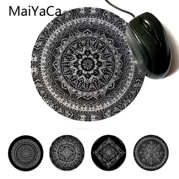

MaiYaCa Your Own Mats Mandala Doodle in Black White Modern Mouse Pads Computer Game Rubber Round Mouse Pad