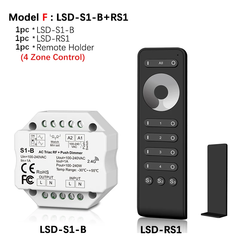 Диммер СВЕТОДИОДНЫЙ 220 в 230 В 110 В AC Triac беспроводной Wifi РЧ с регулируемой яркостью кнопочный переключатель с 2,4G дистанционный диммер для светодиодный лампы S1-B - Цвет: Model F