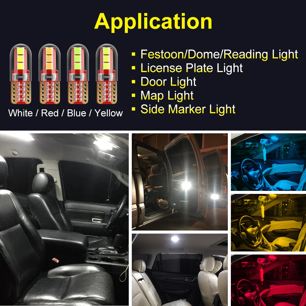 2 шт. Автомобильные светодиодные лампы T10 W5W WY5W 168 194 6SMD 3535|Сигнальная лампа| |