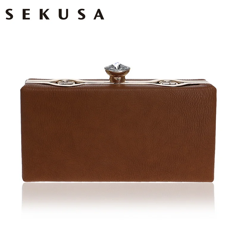 SEKUSA, Маленькая женская сумка, стразы, вечерняя сумочка, клатч на цепочке, кожаная женская сумка-мессенджер, вечерние, свадебные сумочки