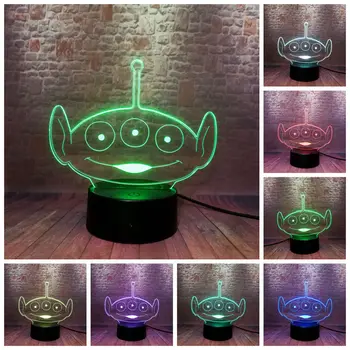 

Light-up Brinquedo 3D Illusion LED Lamp 7 Colors Changing Nightlight Toy Story 4 alien Anime Figure Baby Toys