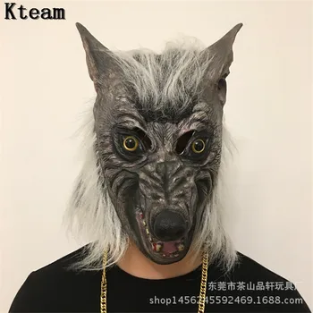 

2018 Scary Wolf Head Mask Creepy Halloween Costume Fur Mane Latex Realistic Horror Devil Masks Masquerade Props Cosplay toys