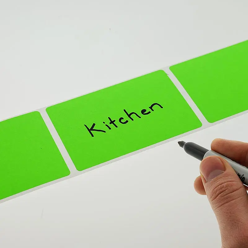 

Fluorescent labels green color matching 5*4CM rectangle shaped stickers-500 per roll