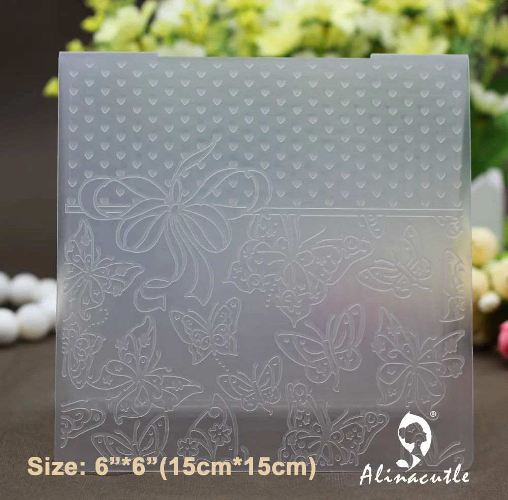 

6"X6" PLASTIC EMBOSSING FOLDER scrapbook album card butterfly bow background decoration paper craft making