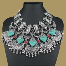 Nueva Gypsy Bohemia collar de la declaración de resina de la vendimia y colgantes de la manera Collar gargantilla clásico para las mujeres joyería 2015