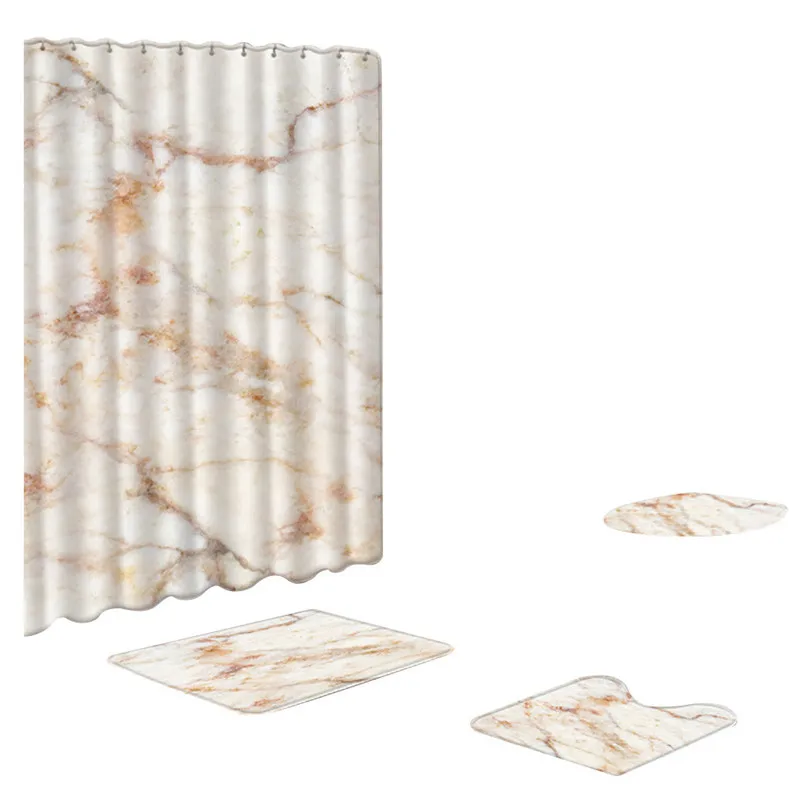  4PCS  Shower Curtains Non Slip Toilet Polyester Cover Mat Set Bathroom Shower Curtain home Decor Bathroom Products #3m15 (21)