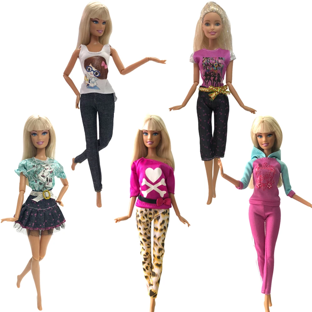 NK 5 шт. платье для куклы модная одежда ручной работы Повседневная стильная одежда брюки для куклы Барби аксессуары для девочек подарок детские игрушки 30A
