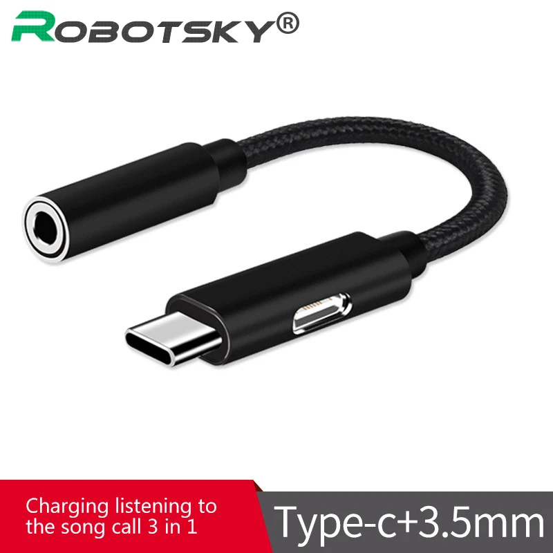 

USB C Adapter Type C male to 3.5mm Jack Earphone Cable AUX Audio For Xiaomi Mi 6 6x Huawei P20 Mate 10 Pro Type-C Fast Charge
