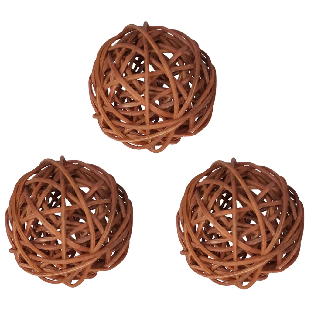 3Pieces/Set 8cm Rattan Wicker Ball Decoration Ornaments Wedding Christmas Party Table Desk Garden Hanging